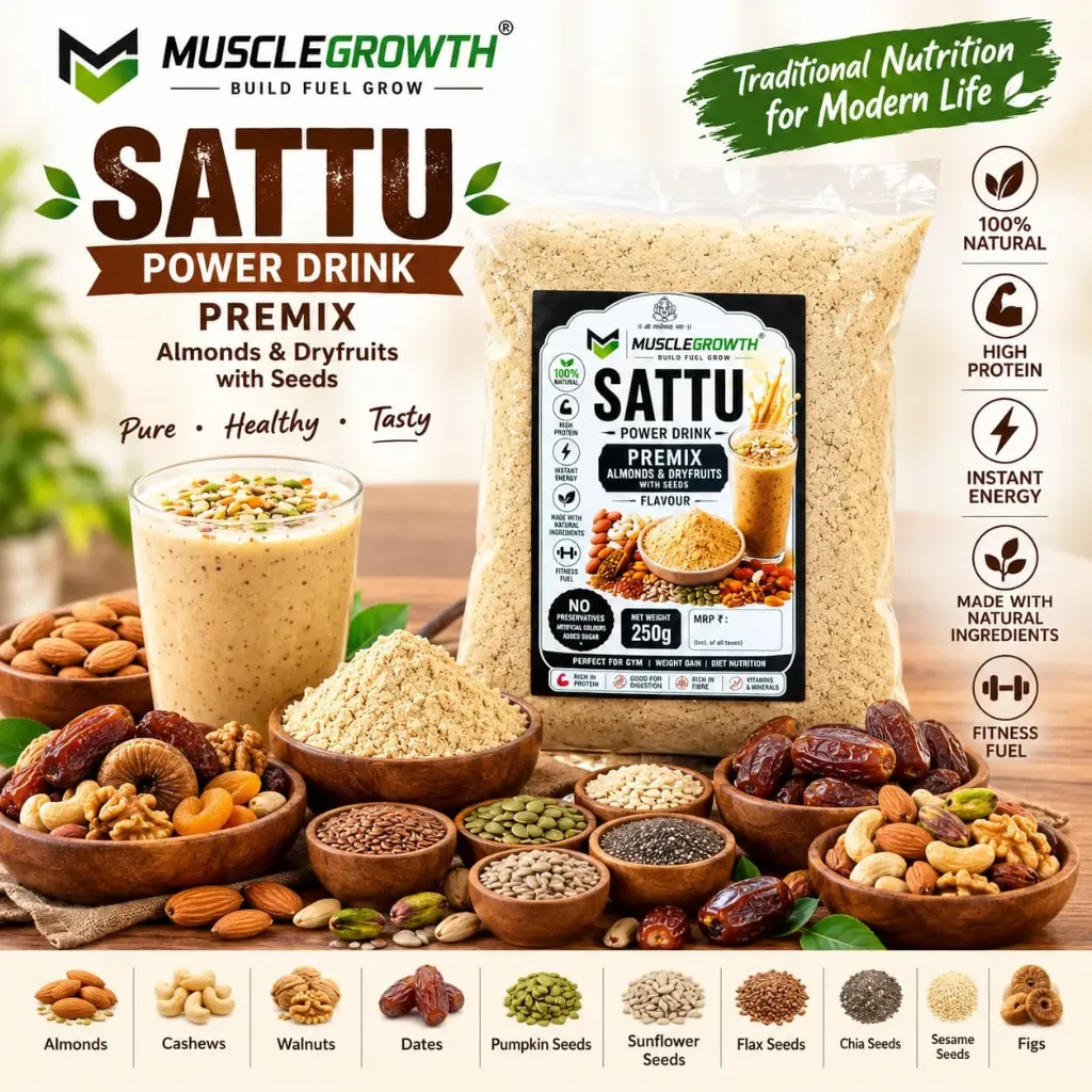 Sattu Power Drink Premix – Almonds & Dryfruits – 250g